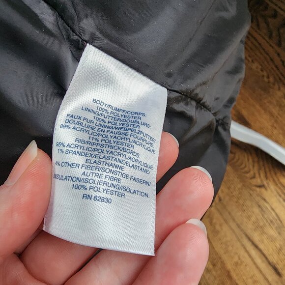 Landsend Long Black Puffer Coat with Faux Fur Collar - Picture 9 of 9